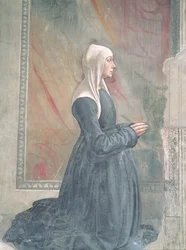 Portret van een vrouwelijk lid van de Sassetti-familie, uit de Cyclus van St. Franciscus, Sassetti-kapel, 1483